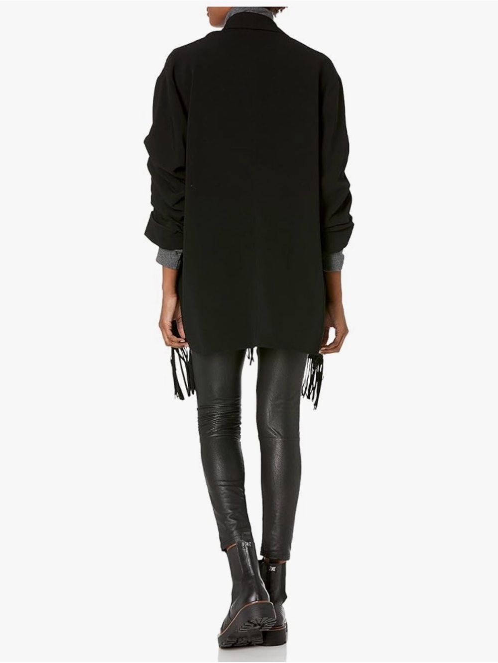 cinq a sept Black Fringed Draped Blazer - Picture 2 of 7